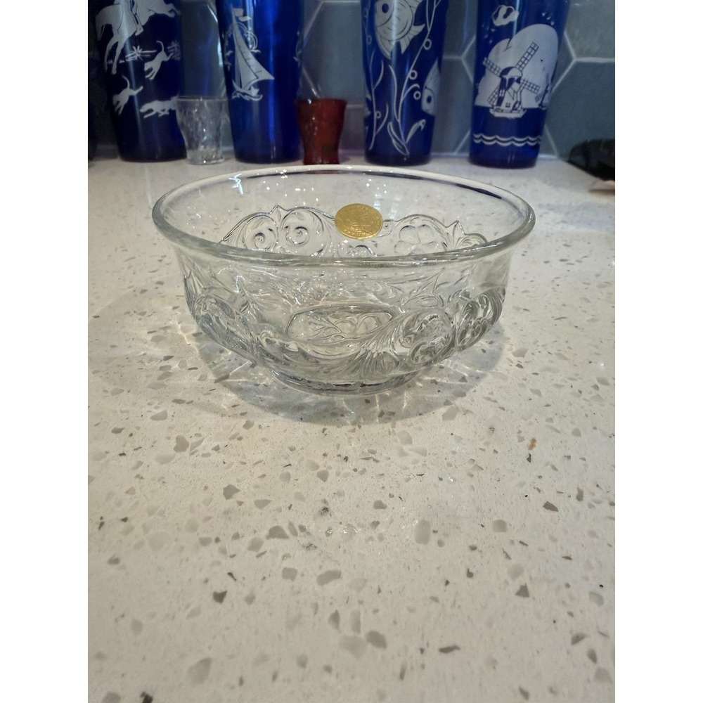 McKee Rock Crystal Clear 5" Smooth Edge Bowl OG Sticker EAPG Depression Glass